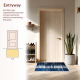 Ultra Soft Area Rug, Non Slip, Stain Resistant, Washable Area Rugs for Living Room, Bedroom, Serene Minimalist Soft Abstract Lines(Blue)