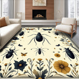 Ultra Soft Area Rug, Non Slip, Stain Resistant, Washable Area Rugs for Living Room, Bedroom, Elegant Insect Artistry Area with Sophisticated Floral Medallions(Ivory)