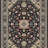 Ultra Soft Area Rug, Non Slip, Stain Resistant, Washable Area Rugs for Living Room, Bedroom, Contemporary Bold Botanical Pattern(Black)