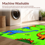 Ultra Soft Area Rug, Non Slip, Stain Resistant, Washable Area Rugs for Living Room, Bedroom, Interactive Child-Friendly Dinosaur Design(Green)