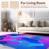 Ultra Soft Area Rug, Non Slip, Stain Resistant, Washable Area Rugs for Living Room, Bedroom, Eclectic Bright Color Block Style(Pink)