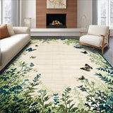 Ultra Soft Area Rug, Non Slip, Stain Resistant, Washable Area Rugs for Living Room, Bedroom, Naturalistic Insect Motif Aesthetic(Beige)