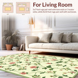 Ultra Soft Area Rug, Non Slip, Stain Resistant, Washable Area Rugs for Living Room, Bedroom, Soft Pastel Blossom Artwork(Ivory)
