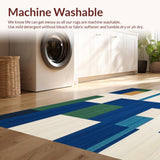 Elegant Blue Green and Beige Abstract Plaid with Irregular Grid Lines(Blue)