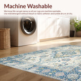 Ultra Soft Area Rug, Non Slip, Stain Resistant, Washable Area Rugs for Living Room, Bedroom, Rustic Light Grey Tiled Design(Beige)