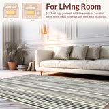 Ultra Soft Area Rug, Non Slip, Stain Resistant, Washable Area Rugs for Living Room, Bedroom, Modern Striped Monochrome Floor Covering with Parallel Bold Lines(Black)
