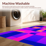 Ultra Soft Area Rug, Non Slip, Stain Resistant, Washable Area Rugs for Living Room, Bedroom, Playful Multicolored Tiled Design(Purple)
