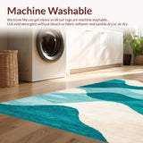 Ultra Soft Area Rug, Non Slip, Stain Resistant, Washable Area Rugs for Living Room, Bedroom, Calming Aqua Coral Abstract Flow(Blue)