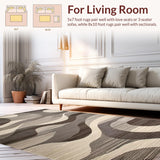 Ultra Soft Area Rug, Non Slip, Stain Resistant, Washable Area Rugs for Living Room, Bedroom, Contemporary Abstract Swirl Motif(Gray)
