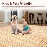 Ultra Soft Area Rug, Non Slip, Stain Resistant, Washable Area Rugs for Living Room, Bedroom, Artistic Area Abstract Geometric Design in Beige and Tangerine(Beige)