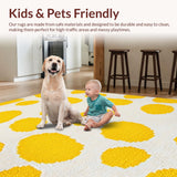 Ultra Soft Area Rug, Non Slip, Stain Resistant, Washable Area Rugs for Living Room, Bedroom, Fun Cartoonish Egg Visual Theme(Yellow)
