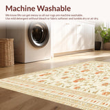 Ultra Soft Area Rug, Non Slip, Stain Resistant, Washable Area Rugs for Living Room, Bedroom, Boho Chic Beige with Abstract Floral Motifs(Beige)