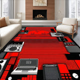 Ultra Soft Area Rug, Non Slip, Stain Resistant, Washable Area Rugs for Living Room, Bedroom, Striking Red and Black Musical Motifs(Red)