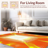 Ultra Soft Area Rug, Non Slip, Stain Resistant, Washable Area Rugs for Living Room, Bedroom, Artistic Rainbow Sunburst Pattern(Yellow)
