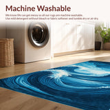 Ultra Soft Area Rug, Non Slip, Stain Resistant, Washable Area Rugs for Living Room, Bedroom, Serene Blue Tidal Texture(Blue)