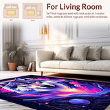 Ultra Soft Area Rug, Non Slip, Stain Resistant, Washable Area Rugs for Living Room, Bedroom, Enchanting Bright Fantasy Design(Purple)