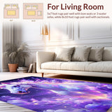 Ultra Soft Area Rug, Non Slip, Stain Resistant, Washable Area Rugs for Living Room, Bedroom, Unique Celestial Playful Pattern(White)