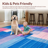 Ultra Soft Area Rug, Non Slip, Stain Resistant, Washable Area Rugs for Living Room, Bedroom, Chic Abstract Brushstroke Arrangement(Blue)