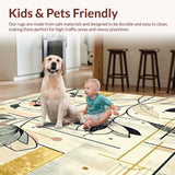 Ultra Soft Area Rug, Non Slip, Stain Resistant, Washable Area Rugs for Living Room, Bedroom, Contemporary Floral Area(Beige)