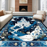 Ultra Soft Area Rug, Non Slip, Stain Resistant, Washable Area Rugs for Living Room, Bedroom, Castle Insect for Girls(Blue)
