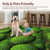 Ultra Soft Area Rug, Non Slip, Stain Resistant, Washable Area Rugs for Living Room, Bedroom, 3D Vibrant Moss Laundry Room Non-Slip Rug(Green)