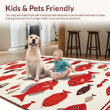 Ultra Soft Area Rug, Non Slip, Stain Resistant, Washable Area Rugs for Living Room, Bedroom, Elegant Outdoor Marine Motif(Red)