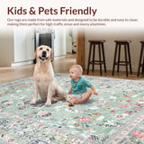 Ultra Soft Area Rug, Non Slip, Stain Resistant, Washable Area Rugs for Living Room, Bedroom, Soft Green Abstract Leaf Pattern(Green)