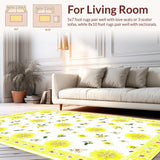 Ultra Soft Area Rug, Non Slip, Stain Resistant, Washable Area Rugs for Living Room, Bedroom, Sophisticated Grey Petal Aesthetic(Yellow)