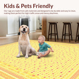 Ultra Soft Area Rug, Non Slip, Stain Resistant, Washable Area Rugs for Living Room, Bedroom, Vibrant Round Patterned Delight(Yellow)
