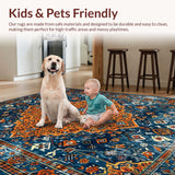 Ultra Soft Area Rug, Non Slip, Stain Resistant, Washable Area Rugs for Living Room, Bedroom, Classic Earthy Medallion Elegance(Orange)