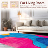 Ultra Soft Area Rug, Non Slip, Stain Resistant, Washable Area Rugs for Living Room, Bedroom, Modern Artistic Meditation Space Soft Plush Rug(Blue)