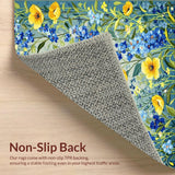 Ultra Soft Area Rug, Non Slip, Stain Resistant, Washable Area Rugs for Living Room, Bedroom, Floral Bath with Wildflowers(Gray)