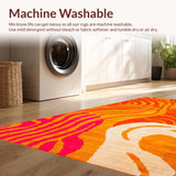 Ultra Soft Area Rug, Non Slip, Stain Resistant, Washable Area Rugs for Living Room, Bedroom, Energetic Modern Artistic Approach(Orange)