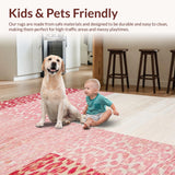 Ultra Soft Area Rug, Non Slip, Stain Resistant, Washable Area Rugs for Living Room, Bedroom, Chic Pastel Animal Print Design(Pink)