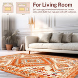 Ultra Soft Area Rug, Non Slip, Stain Resistant, Washable Area Rugs for Living Room, Bedroom, Stylish Abstract Warm Palette(Orange)