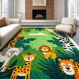 Ultra Soft Area Rug, Non Slip, Stain Resistant, Washable Area Rugs for Living Room, Bedroom, Charming Jungle Animal Aesthetic(Green)
