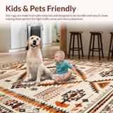 Ultra Soft Area Rug, Non Slip, Stain Resistant, Washable Area Rugs for Living Room, Bedroom, Vintage Cozy Diamond Arrangement(Orange)