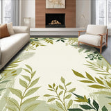 Ultra Soft Area Rug, Non Slip, Stain Resistant, Washable Area Rugs for Living Room, Bedroom, Chic Minimalist Leaf Pattern(Ivory)