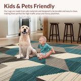 Ultra Soft Area Rug, Non Slip, Stain Resistant, Washable Area Rugs for Living Room, Bedroom, Chic Teal-Infused Natural Aesthetic(Blue)