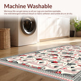 Ultra Soft Area Rug, Non Slip, Stain Resistant, Washable Area Rugs for Living Room, Bedroom, Gothic Mushroom Patterned Elegance(Red)