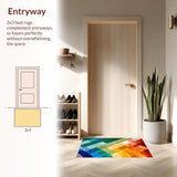 Ultra Soft Area Rug, Non Slip, Stain Resistant, Washable Area Rugs for Living Room, Bedroom, Contemporary Rainbow Dining Room Non-Slip Carpet(Red)