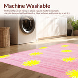 Ultra Soft Area Rug, Non Slip, Stain Resistant, Washable Area Rugs for Living Room, Bedroom, Luxurious Classic Flower Silhouette(Pink)