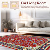 Ultra Soft Area Rug, Non Slip, Stain Resistant, Washable Area Rugs for Living Room, Bedroom, Playful Lattice Pattern with Flair(Red)