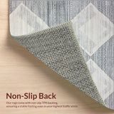 Ultra Soft Area Rug, Non Slip, Stain Resistant, Washable Area Rugs for Living Room, Bedroom, Rustic Textured Grey Lattice Style(Gray)