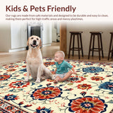 Ultra Soft Area Rug, Non Slip, Stain Resistant, Washable Area Rugs for Living Room, Bedroom, Neutral Cream Floral Nursery Stain-Resistant Carpet(Beige)