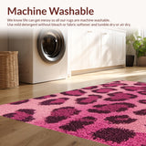 Ultra Soft Area Rug, Non Slip, Stain Resistant, Washable Area Rugs for Living Room, Bedroom, Vibrant Plush Faux Fur Rug for 70s Home Decor(Pink)