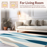 Ultra Soft Area Rug, Non Slip, Stain Resistant, Washable Area Rugs for Living Room, Bedroom, Marbella Collection Area Coastal Beige Inspired(Blue)