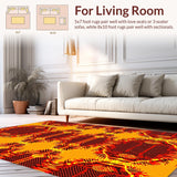 Ultra Soft Area Rug, Non Slip, Stain Resistant, Washable Area Rugs for Living Room, Bedroom, Lively Lava Stream Concept(Orange)
