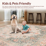 Ultra Soft Area Rug, Non Slip, Stain Resistant, Washable Area Rugs for Living Room, Bedroom, West Elm Contemporary Boho Rug With Heirloom Medallion Design(Beige)