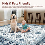 Ultra Soft Area Rug, Non Slip, Stain Resistant, Washable Area Rugs for Living Room, Bedroom, Luxurious Abstract Ethnic Patterns(White)